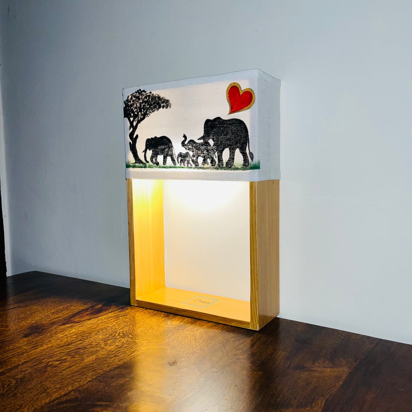 Pine Glow | Artist Series – Elephants Family Hand-Painted Lamp