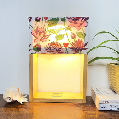 Pine Glow Gulnaar Bloom Table Lamp – Jaipur Block Print Cotton Lampshade