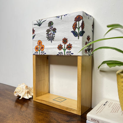 Pine Glow Vanya Bloom Table Lamp – Block Print Cotton Lampshade(washbale)