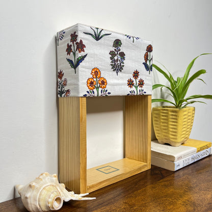Pine Glow Vanya Bloom Table Lamp – Block Print Cotton Lampshade(washbale)